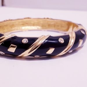 Deep blue shimmer enameled bracelet